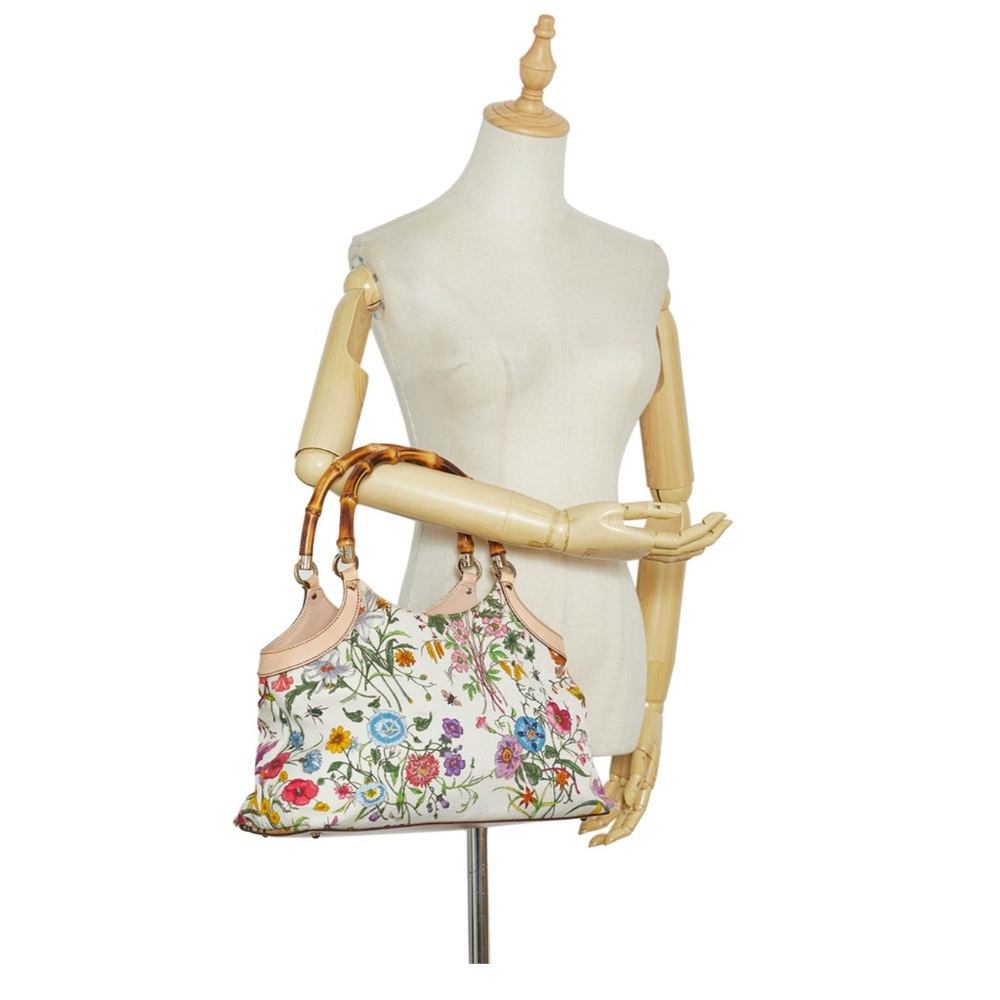 Gucci bamboo floral canvas bag, RARE - Picture 9 of 10